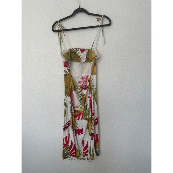 House of Harlow Midi Dress Size XS Linen-Blend Cut Out Smocked Back Bead Tassels - Picture 6 of 12